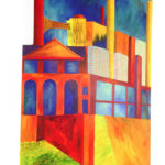 St Louis Smoke Stacks, acrylic on canvas, 38" x 26", Private Collection